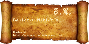 Babiczky Miklós névjegykártya